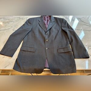 Alfani for Macy’s sport coat, black with gray pin strip.  Measurements in post